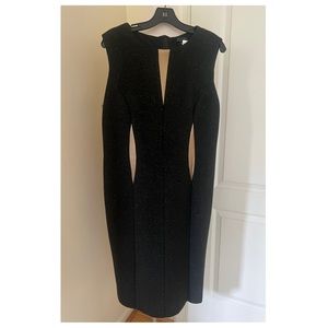 Teri Jon Black Dress with Gold Accents & Gold Embellishments